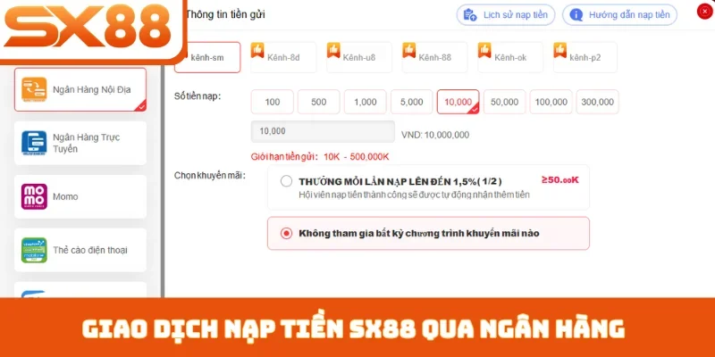 Nạp tiền SX88 - Chinh phục mọi giới hạn chỉ sau 3 phút - Sacupo