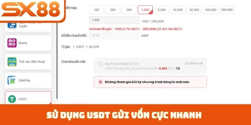 Nạp tiền SX88 - Chinh phục mọi giới hạn chỉ sau 3 phút - Sacupo