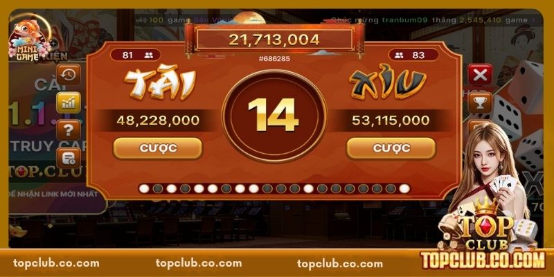 Tài Xỉu TOPCLUB - Trải Nghiệm Đỏ Đen Hấp Dẫn Kịch Tính - Sacupo